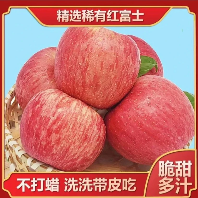 山东烟台栖霞红富士苹果脆甜多汁口感产地直发带箱5斤10斤包邮