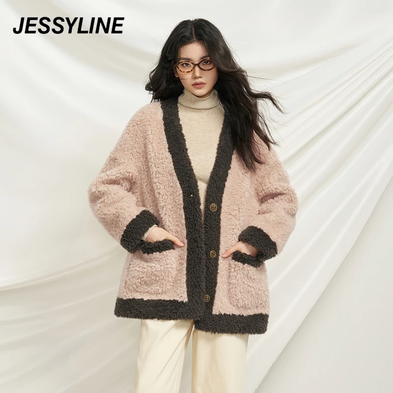 【程钱钱】杰茜莱羊羔毛毛绒外套女装冬季新款外套jessyline
