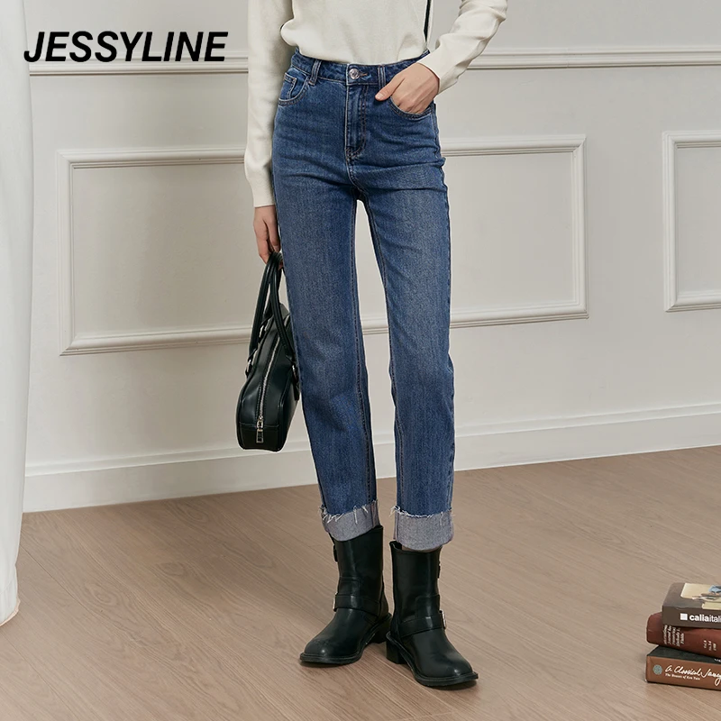 0242【马琦尧专属】jessyline2024秋装新款 杰茜莱直筒九分牛仔裤女