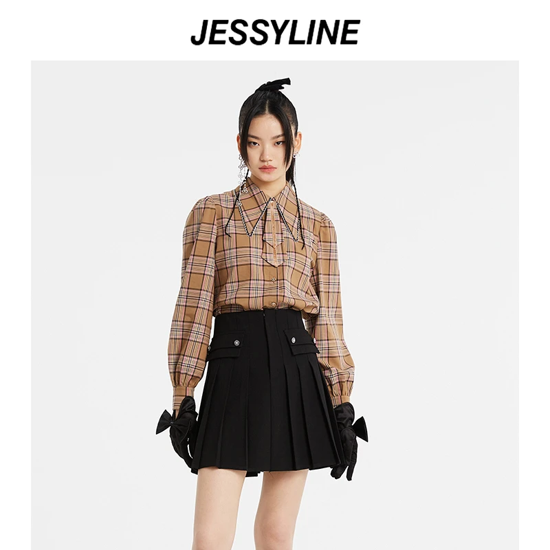 早春新款 杰茜莱时尚格子休闲衬衫女简约时尚优雅气质jessyline