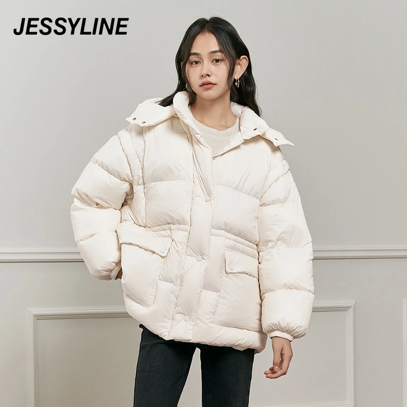 【品牌福利】jessyline2024秋冬新款 杰茜莱抗菌防水面包羽绒服女潮