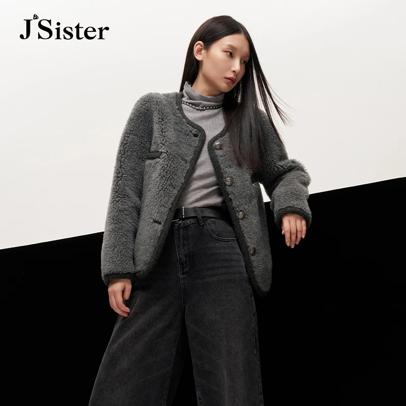 【品牌福利】jsister 冬季新品 JS女装时尚灰色小香风短款 外套