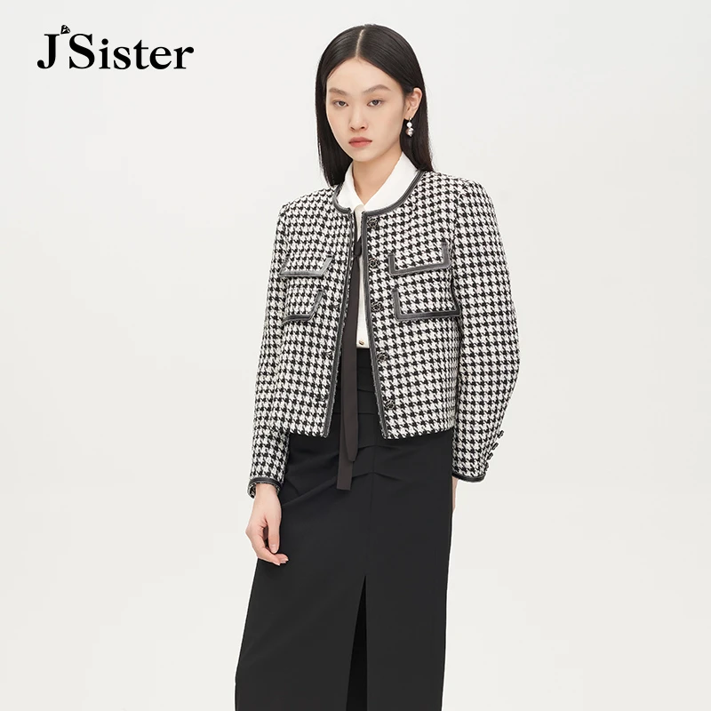 7803【金拐子专属】jsister 春秋季 JS女装小香风千鸟格外套 上衣