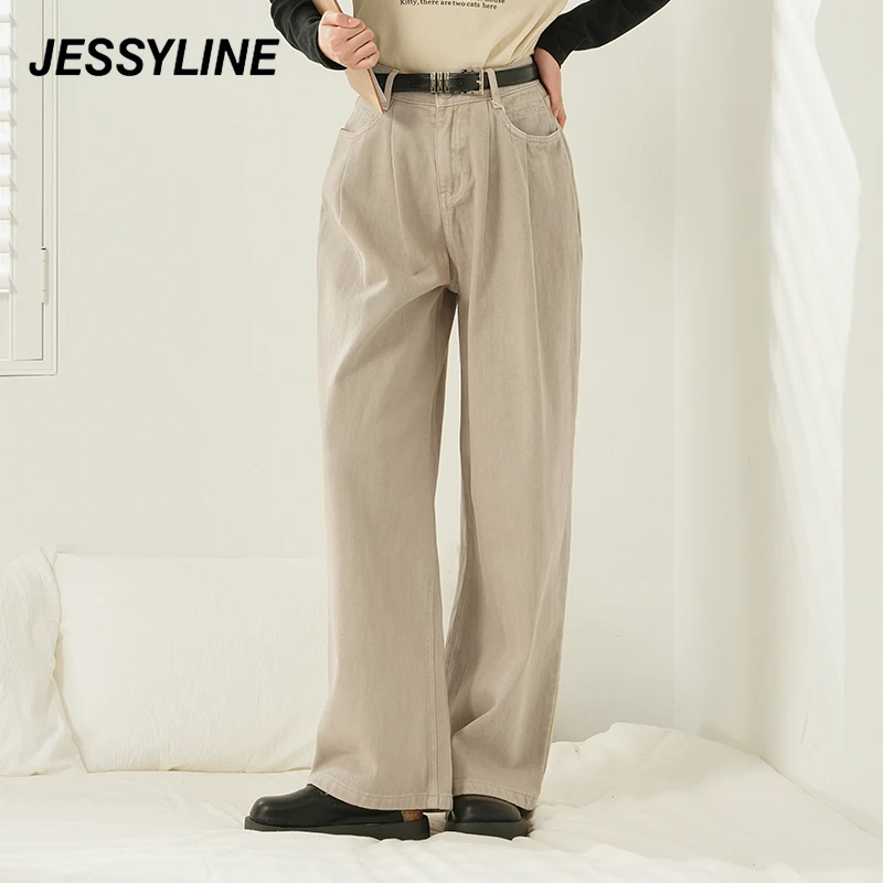 【芋总专属】jessyline2024秋冬新款 杰茜莱直筒牛仔裤女松弛感长裤
