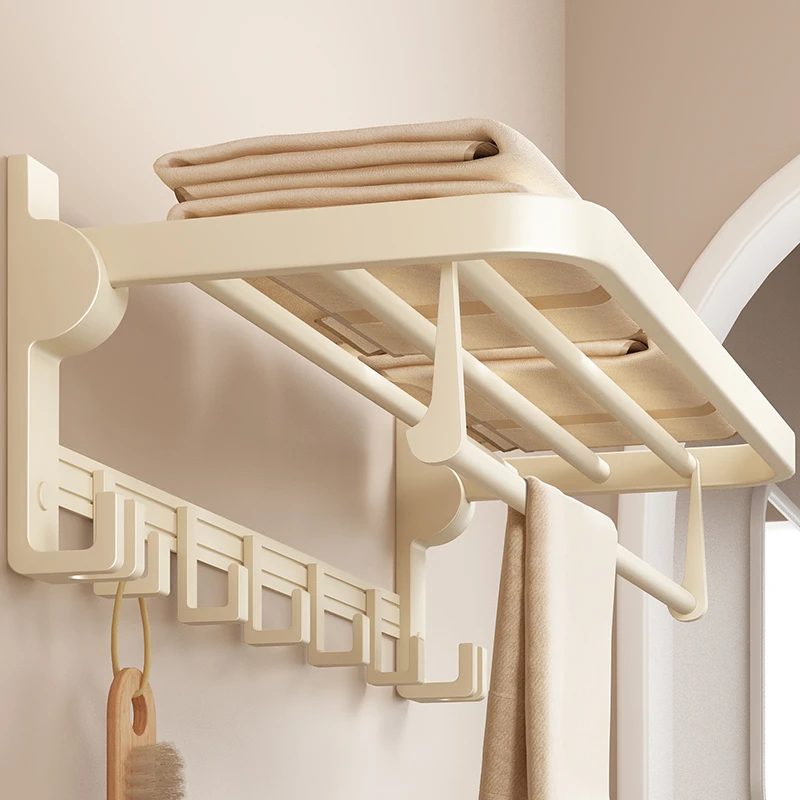 浴室毛巾架免打孔浴巾架卫生间一体厕所折叠毛巾杆卫浴毛巾挂架