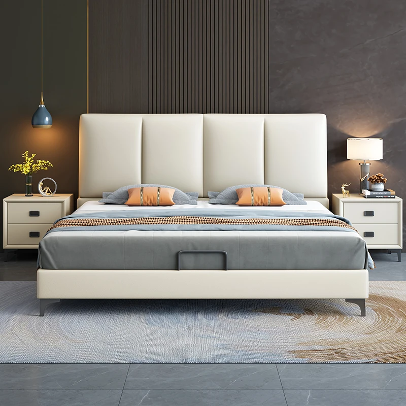 A03#1.2米1.35米单人床小户型齐边床现代简约双人主卧床皮床