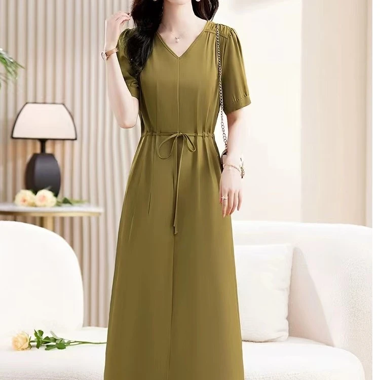 【V1116】高档面料连衣裙气质名媛高端精致奢华秋品牌纯色裙子