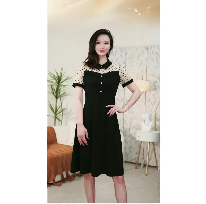 X161 夏季连衣裙新款女高级感端庄大气质贵夫人中长裙子