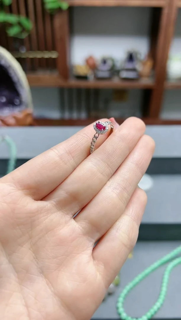 【闪购商品】红宝石戒指银S925镶嵌红宝石戒指*1 CB