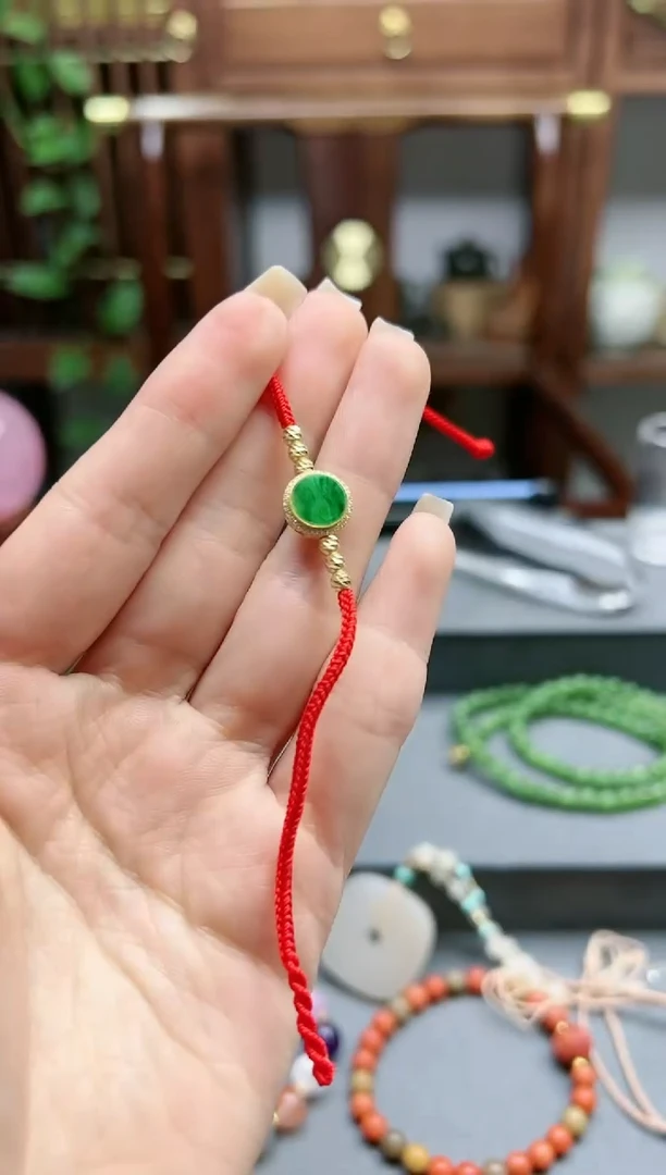 【闪购商品】翡翠手饰18K金镶嵌18k金翡翠手绳*1 WY