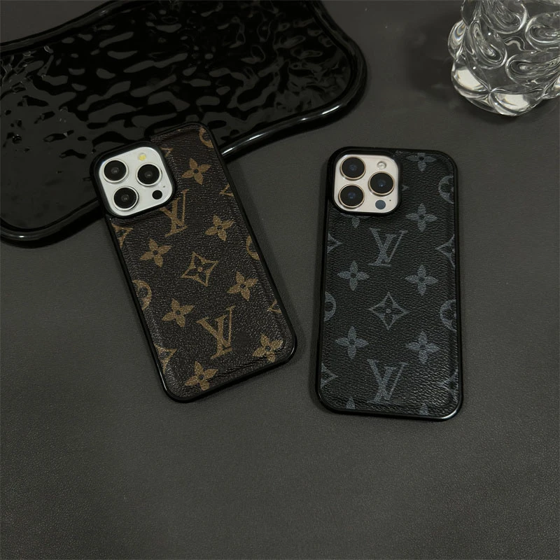 高级轻奢经典老花皮革适用iPhone16promax苹果手机壳15潮牌14磨砂