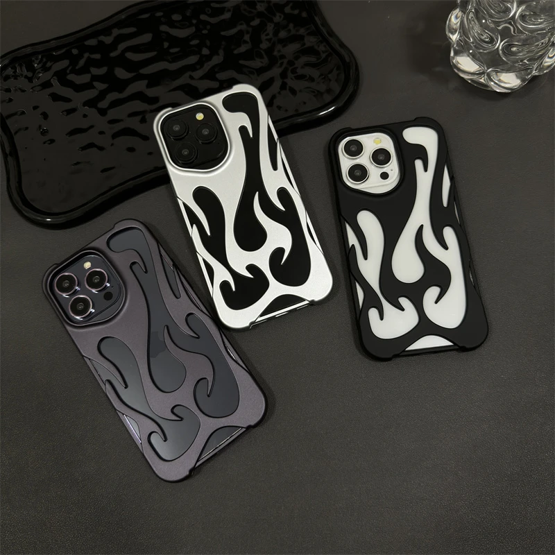 潮酷镂空火焰适用iPhone16promax苹果手机壳15pIus磨砂14软壳13套