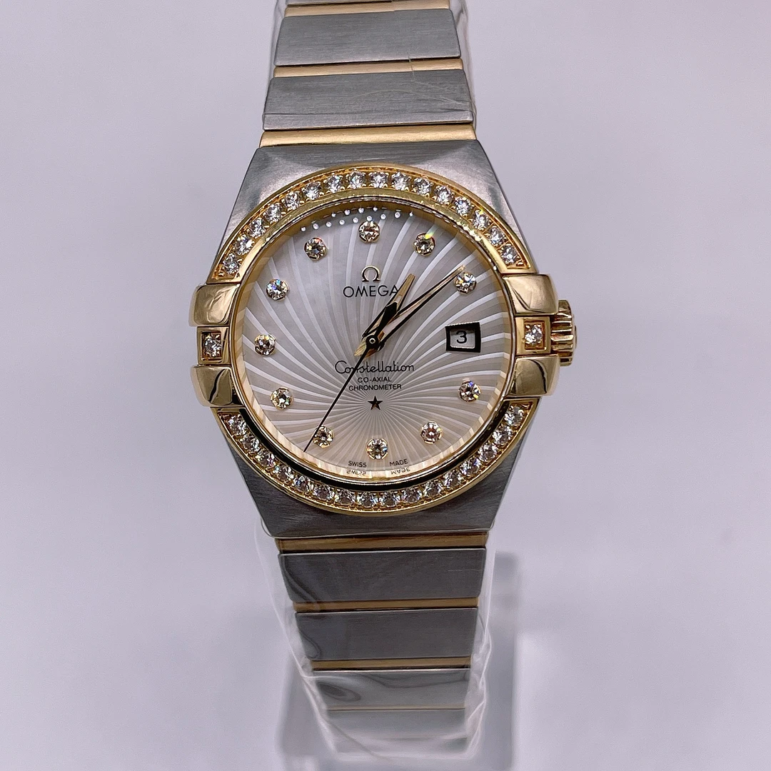 95新 Omega/欧米茄 星座女表，31口径，原钻，自动机械