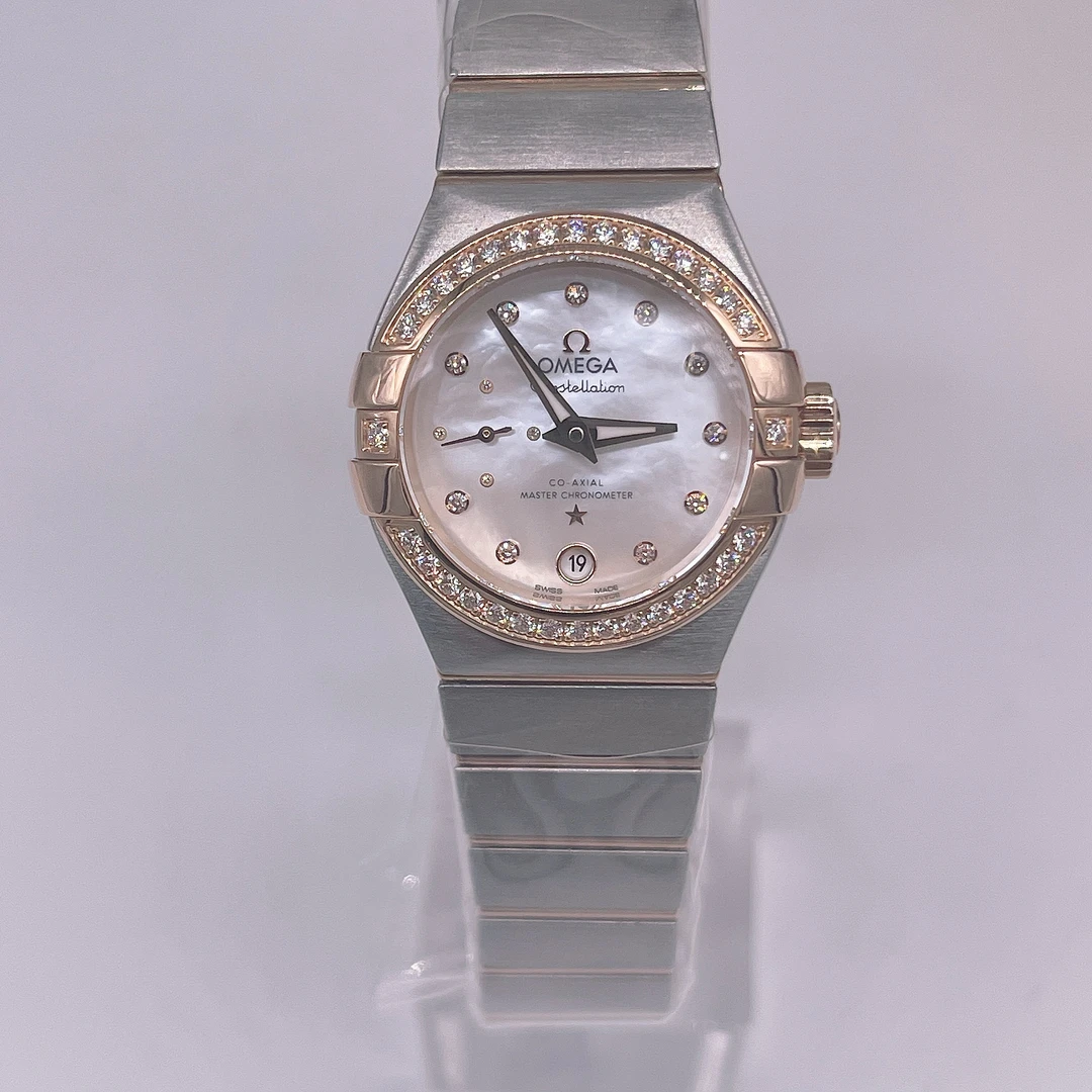 95新 Omega/欧米茄 嘉兴慕时名品，星座女表，27表径，机械，原钻