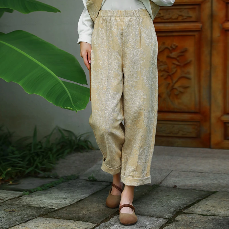 二喜茶服25早春复古半身裙女棉麻肌理感裙子显瘦大摆裙新中式长裙