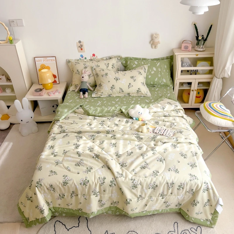 V/雅鹿印花全棉夏被空调被单人夏凉被纯棉全棉可机夏天被子单夏被