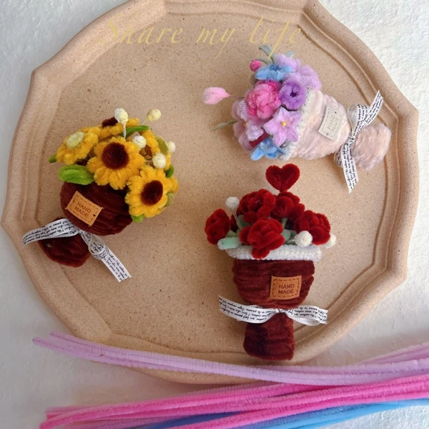 迷你口袋花束手工DIY材料包（可做2个）创意生日礼物送闺蜜