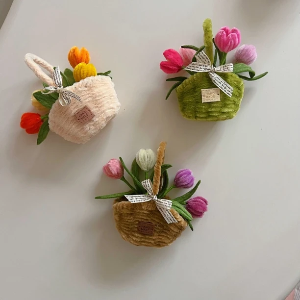 ［小排排］治愈系可爱扭扭棒手工郁金香花篮材料包套装