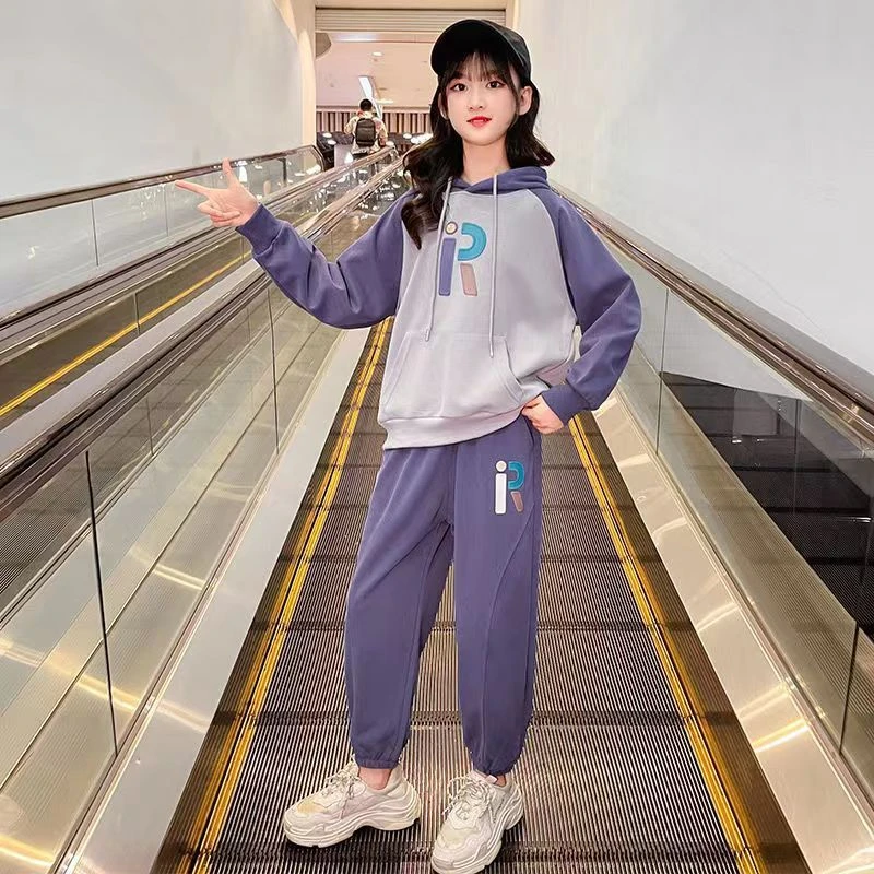 [贝]童装女童卫衣2024春秋时髦套装新款儿童秋冬装女童运动休闲两