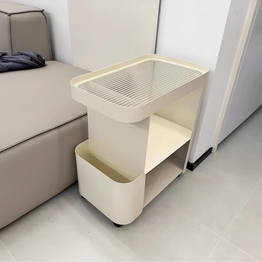 奶油风沙发边几侧边柜可移动茶几小桌子高级感床头柜小推车置物架