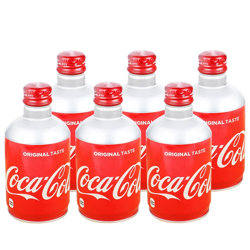 6瓶日本子弹头可乐红罐碳酸汽水气泡充足铝瓶收藏300ml