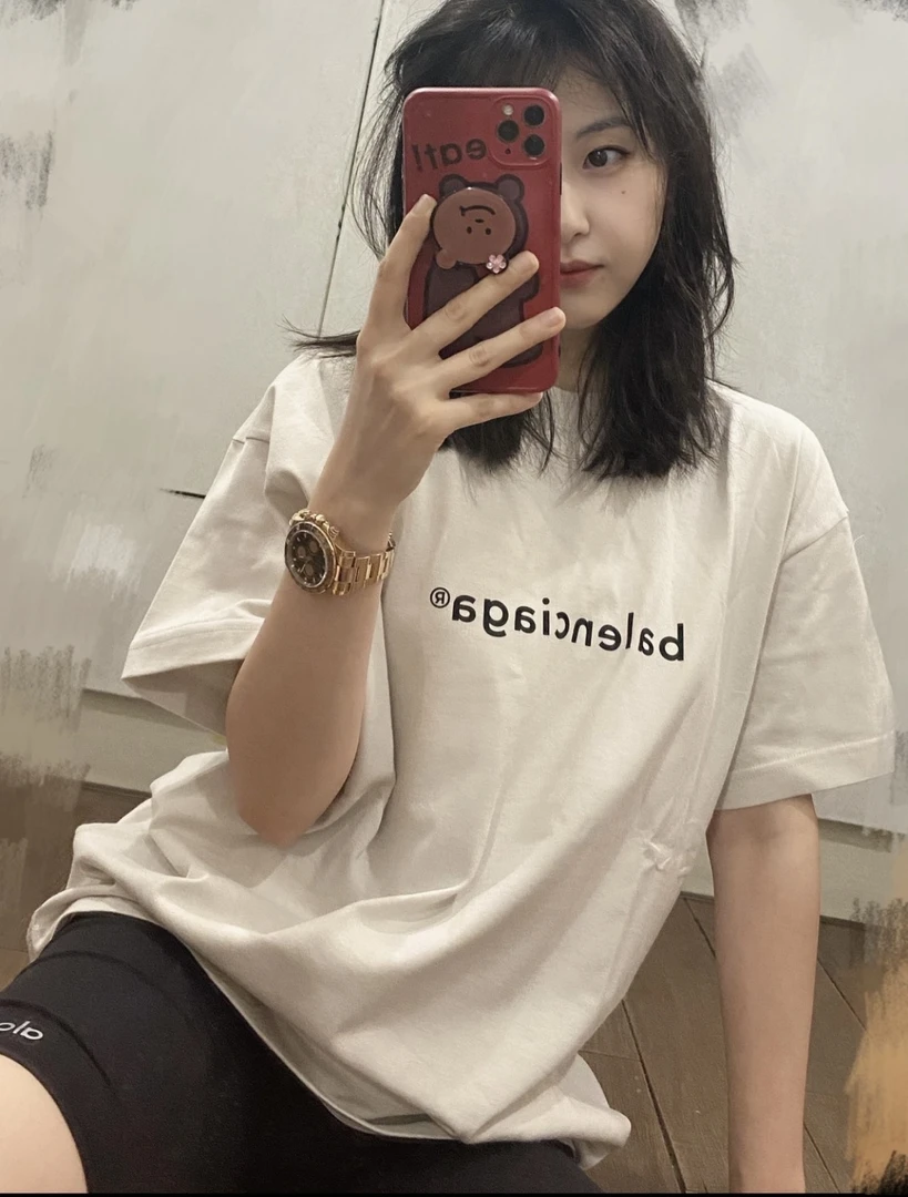 全新未使用 Balenciaga/巴黎世家 Logo圆领短袖T恤 女款