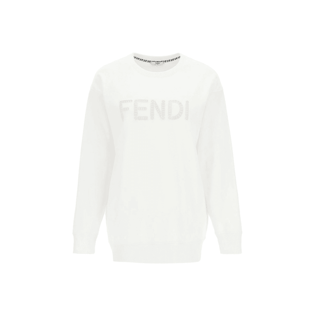 全新未使用 FENDI/芬迪 字母Logo镂空卫衣 女款 白色