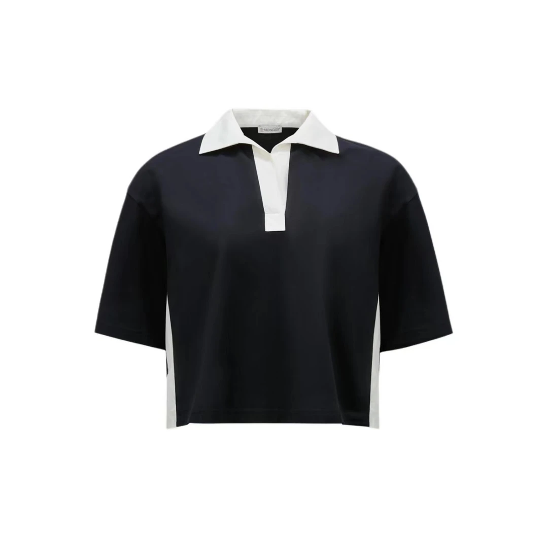 全新未使用 MONCLER 宽松短袖拼色Polo衫 女款