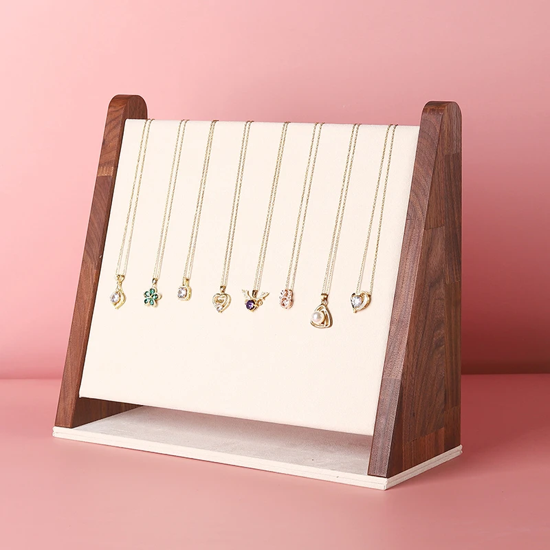 简约实木挂项链展示架摆放首饰架家用吊坠架子摆摊饰品架陈列道具