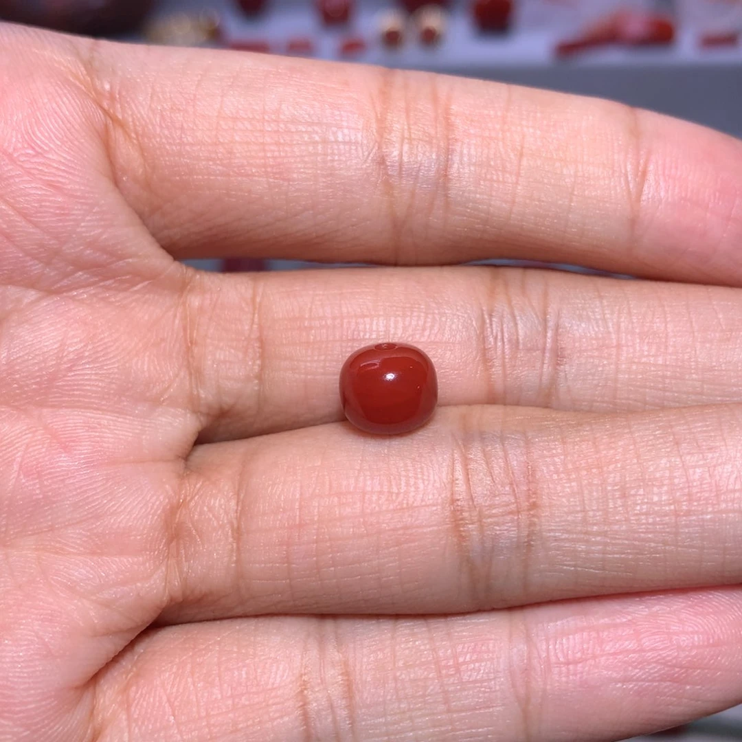 南红玛瑙玫锦老型8×7未镶嵌纹