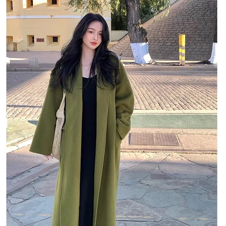 【圆圆专属】酒午自制【掩冬】复古秋冬100%羊毛呢大衣双面呢外套