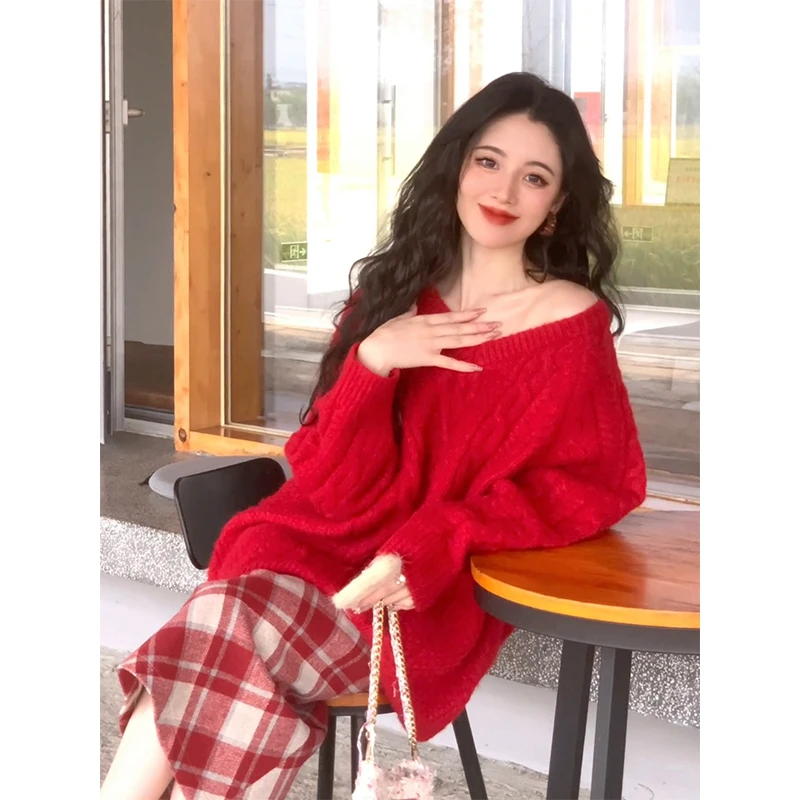 【祖祖清清专场】【南法假日】法式V领毛衣慵懒风宽松上衣ZZ089