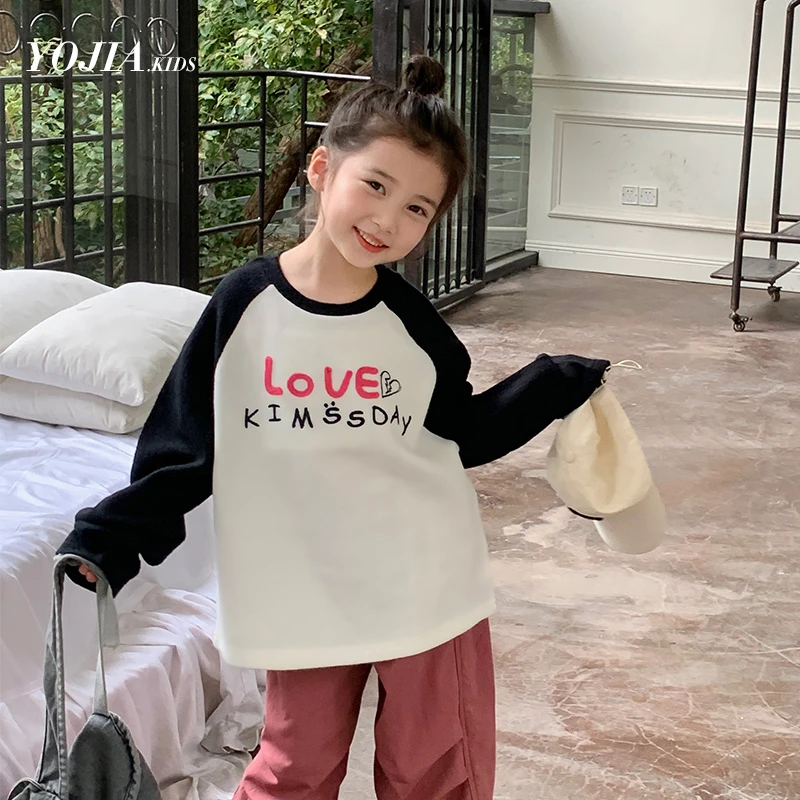 女童冬装打底衫洋气拼接小女孩长袖T恤冬季加绒儿童上衣Y3DM531