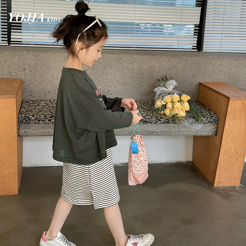 YOJIA女童春秋套装2024新款洋气时髦童装儿童上衣背心裙两件套