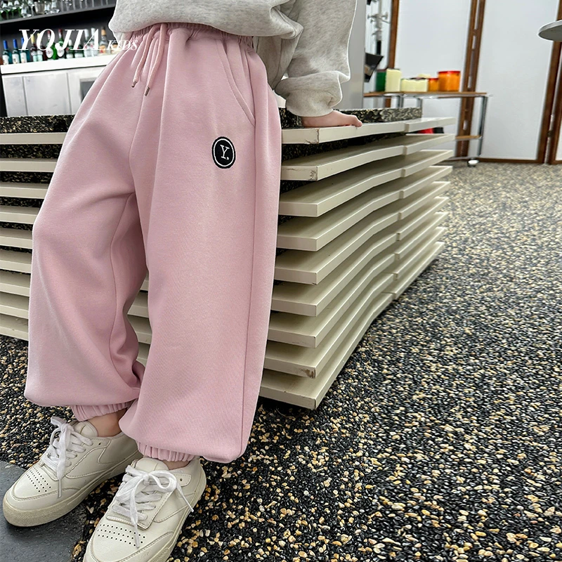 YOJIA女童运动裤春秋2024新款洋气儿童裤子大童春装休闲卫裤外穿