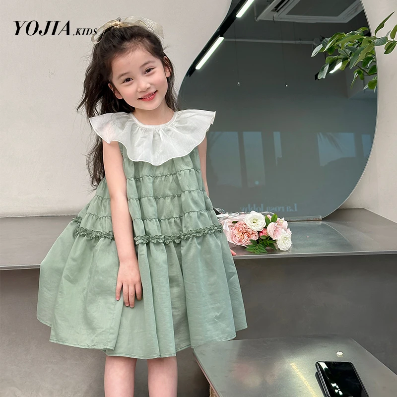 YOJIA女童连衣裙夏季2025新款洋气甜美公主裙儿童蓬蓬裙Y4XQ004