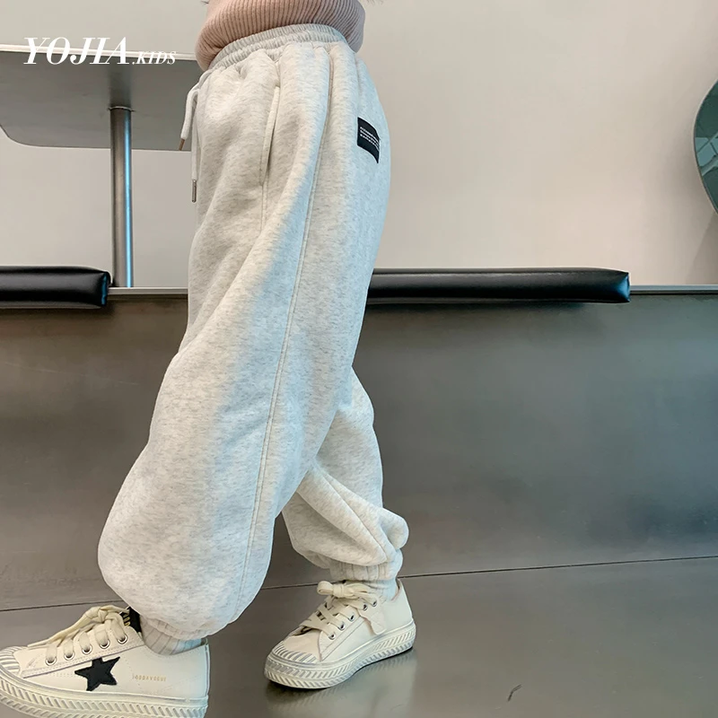 女童运动裤秋冬2023新款童装女孩休闲裤冬季加绒加厚儿童冬装裤子
