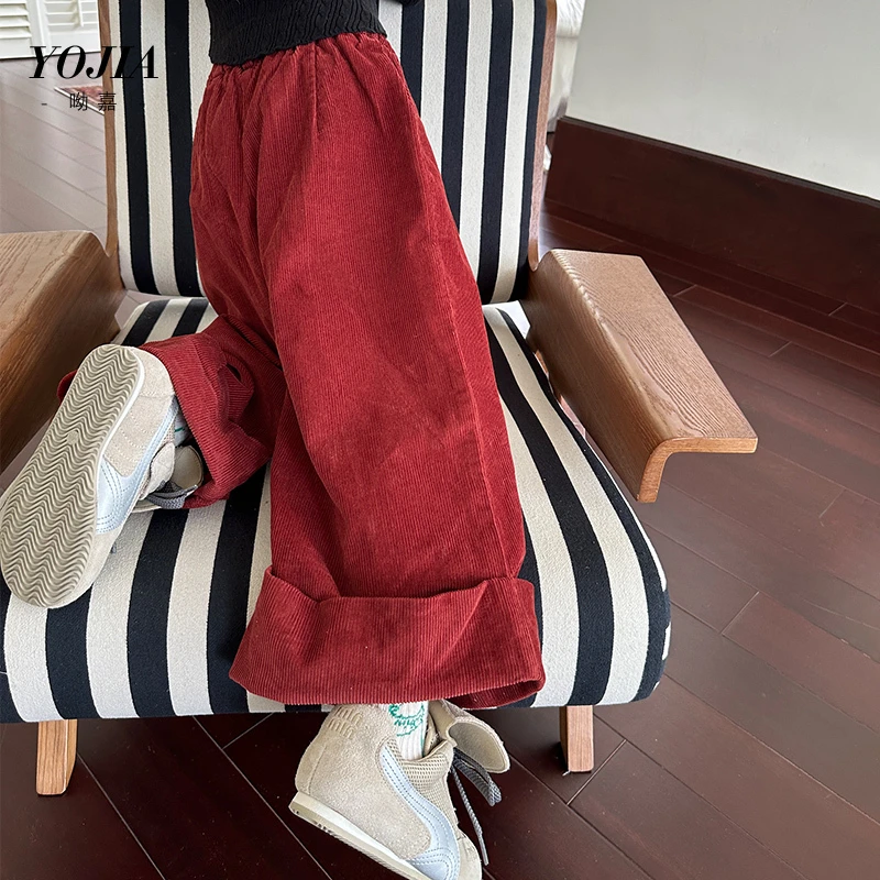 YOJIA女童工装裤春秋2024新款网红宽松中大童休闲裤儿童裤子秋装