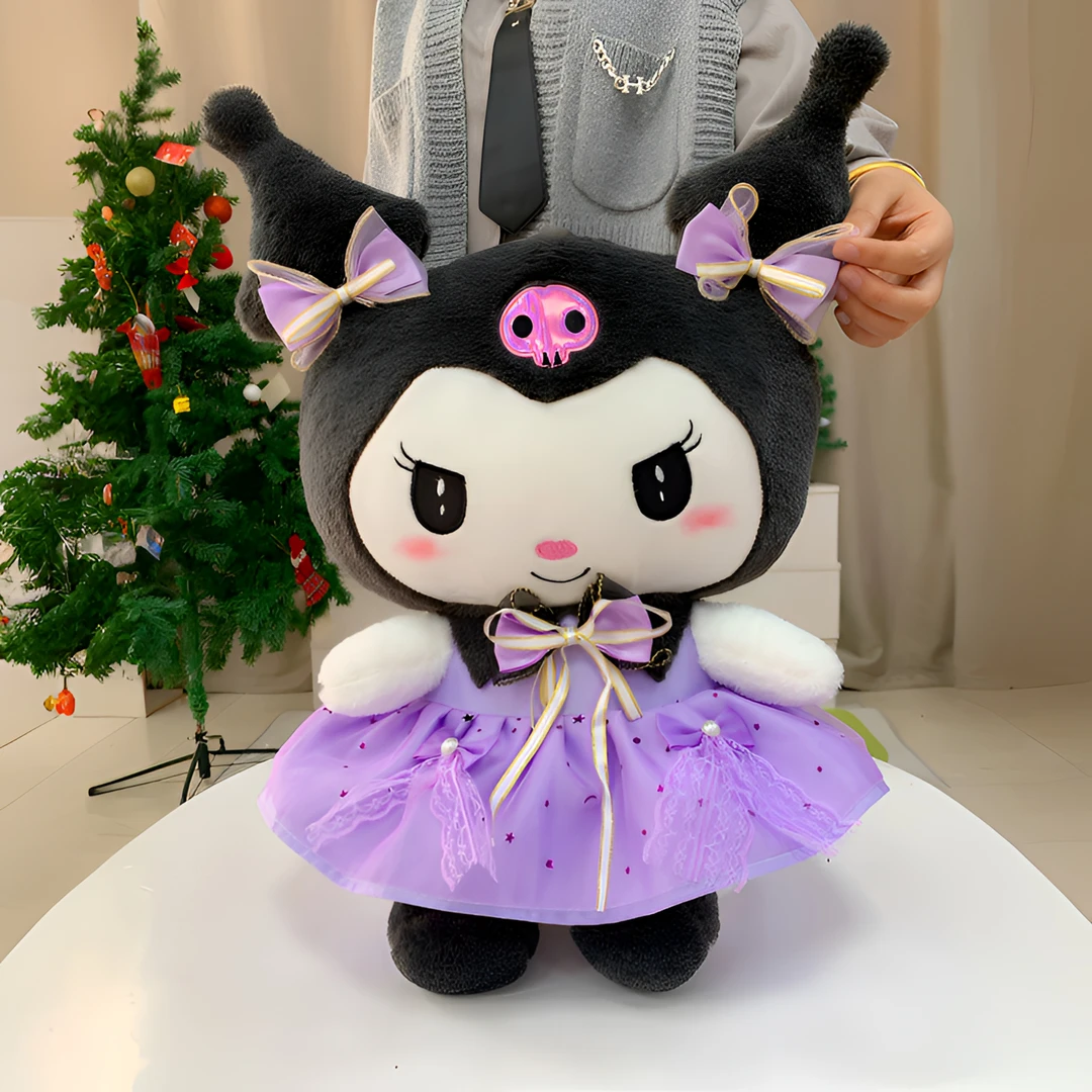 可爱蝴蝶结公主纱裙娃娃毛绒玩具紫色酷娃娃玩偶粉色美娃娃送女生