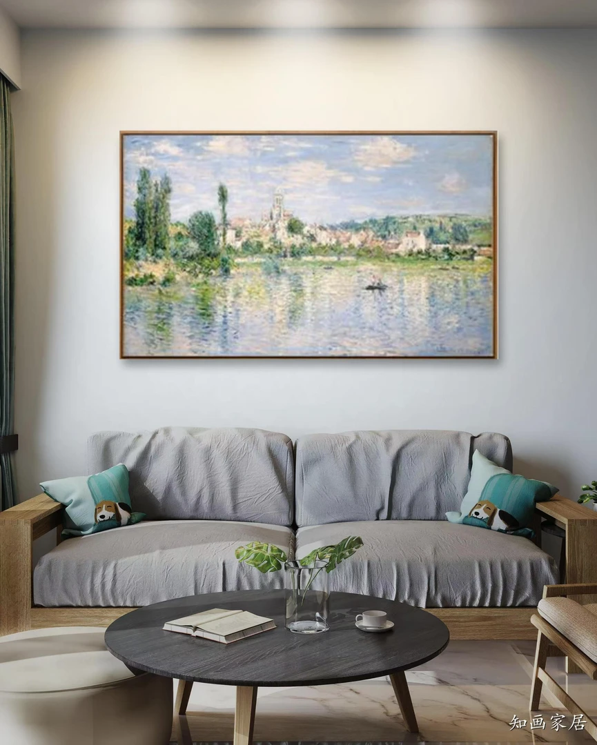 莫奈-威特尼的夏天 印象派大师风景名作 客厅 沙发背景挂画