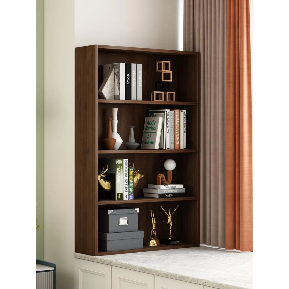 实木书架置物架落地简易靠墙儿童书架学生飘窗矮柜阳台收纳格子柜