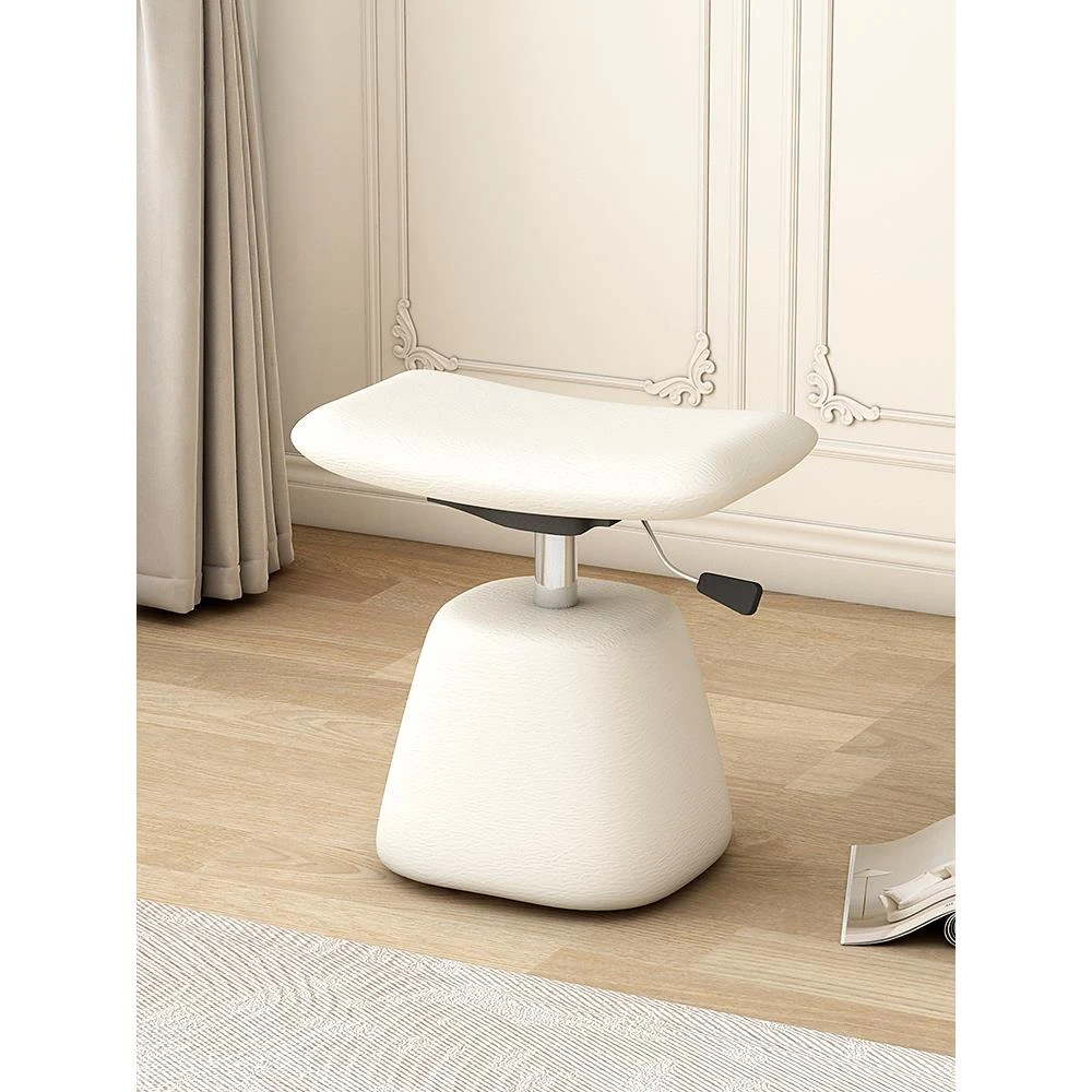 奶油风化妆凳轻奢高级主卧室梳妆台凳子可升降简约现代皮质