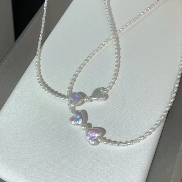 在逃公主｜天然珍珠项链 爱心巴洛克项链 头档 s925银 多样性发一