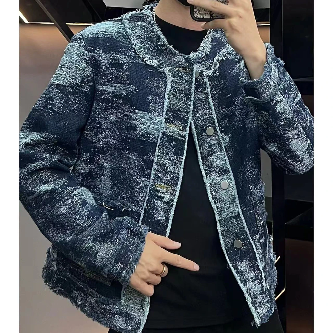 外套02290男士秋季高品质小香风磨毛编织外套