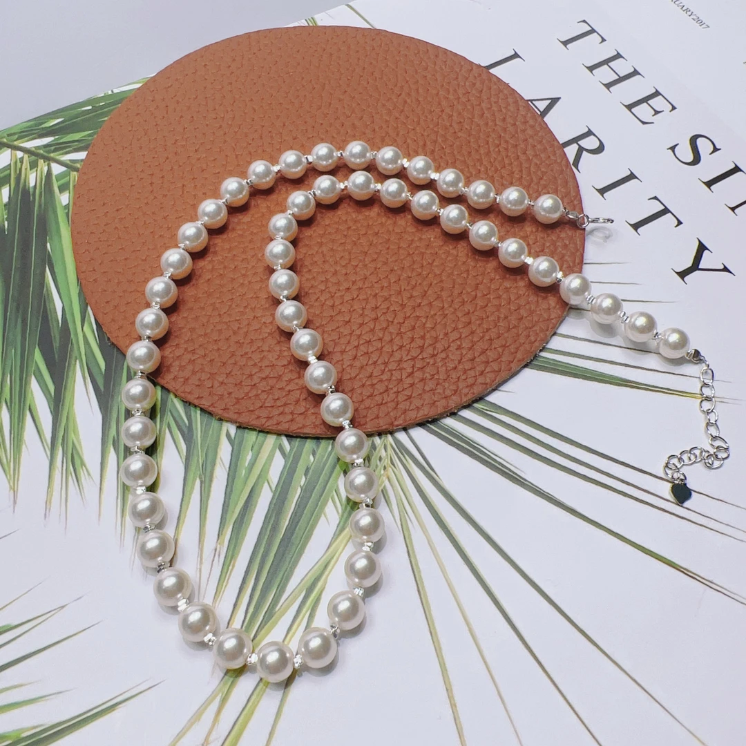 链子925银仿珍珠 S925银6mm施家珠项链单链A026