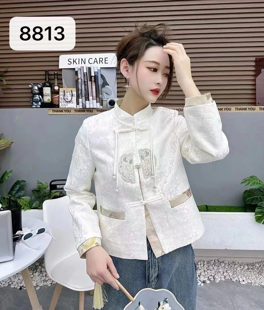中式复古绣花重工气质小香风时尚短外套