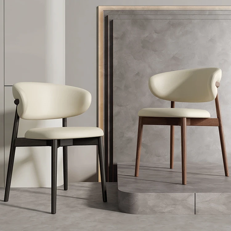 实木新款餐桌椅中古风实木餐椅意式简约奶油风家用网红餐桌椅子