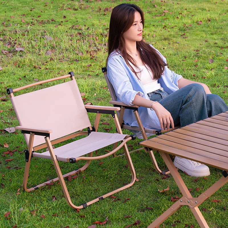 实木扶手克米特椅子户外露营折叠椅烧烤野餐酒吧钓鱼椅精致轻奢