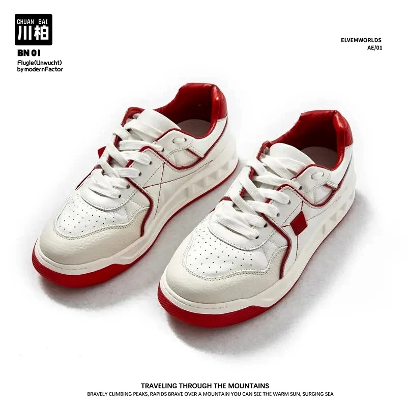 秋冬新款！男鞋百搭三色高低帮头层牛皮休闲鞋！平底休闲运动板鞋