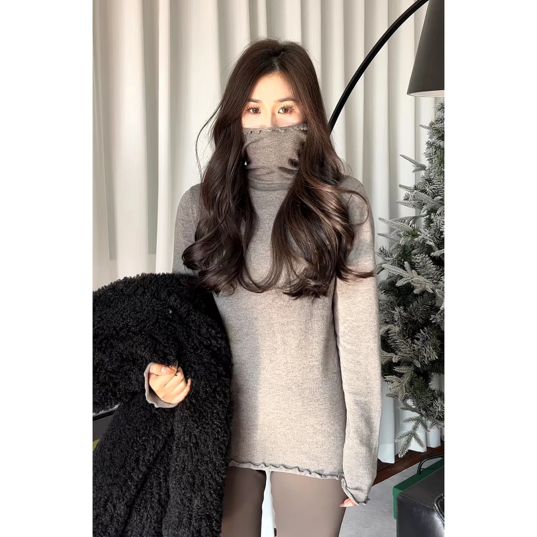 【WEN】万能毛衣打底衫 百搭显瘦木耳边设计感冬季361